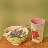 Melamine Bowl with Yellow Snoopy Print - Medium