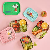 Stainless Steel Lunchbox with Moveable Divider and Blue Snoopy Print