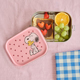 Stainless Steel Lunchbox with Moveable Divider and Pink Snoopy Print