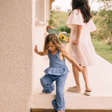 Linen Girly Pants - Ocean Blue