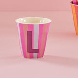 Melamine Cup - L - Multicolor Pink - Stripes