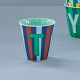 Melamine Cup - T - Blue - Stripes