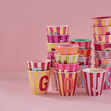 Melamine Cup - T - Pink - Stripes