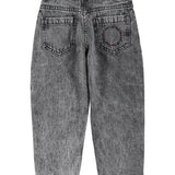 Mom fit trousers - Washed black denim