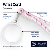 Wrist Cord - White Mug Ring - Cherry Pink