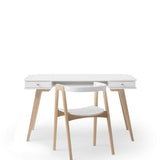 Wood desk 66 cm & armchair set, white/oak