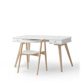 Wood desk 66 cm & armchair set, white/oak