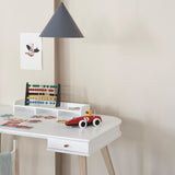 Wood desk 66 cm & armchair set, white/oak