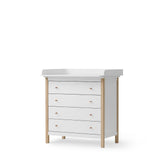 Wood Nursery dresser 4 drawers w. nursery top 051315, white/oak