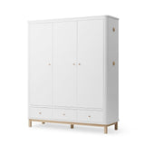 Wood Wardrobe 3 doors, white/oak