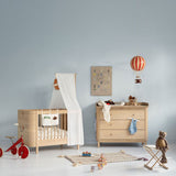 Wood nursery dresser 3 drawers, oak