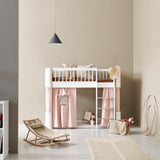 Wood Mini+ low loft bed, 68x162 cm, white/oak