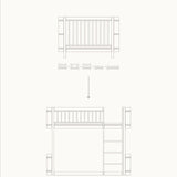 Wood Conversion kit Mini+ cot bed incl. junior kit to low loft bed, oak - new