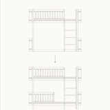 Wood Conversion kit Mini+ low loft bed to low bunk bed, oak - new
