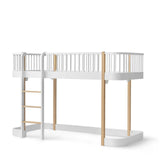Wood Original low loft bed 138 cm, 90x200 cm, white/oak