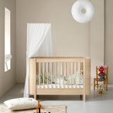 Wood Mini+ cot bed excl. junior kit, 68x122 cm, oak - new