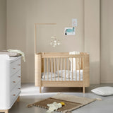 Wood Mini+ cot bed excl. junior kit, 68x122 cm, oak - new