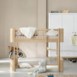 Wood Mini+ low loft bed, 68x162 cm, oak - new
