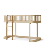 Wood original low loft bed, 90x200 cm, oak