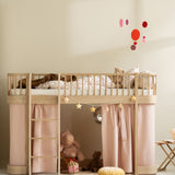 Wood original low loft bed, 90x200 cm, oak