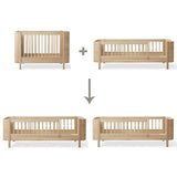 Wood Conversion kit Mini+ cot bed incl. junior kit & sibling kit to 2 junior beds, oak - new