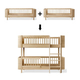 Wood Conversion kit Mini+ 2 junior beds to low bunk bed, oak - new
