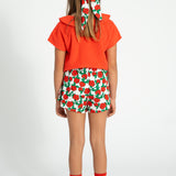 shorts - ecru w/ red roses print