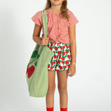 shorts - ecru w/ red roses print