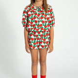 shorts - ecru w/ red roses print