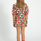shorts - ecru w/ red roses print
