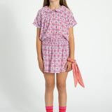 short skirt - lilac w/ cherries allover