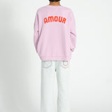 sweatshirt - lilac w/ red heart print