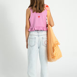 mom fit trousers - washed light blue denim