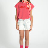 shorts w/ fringes - washed light blue denim