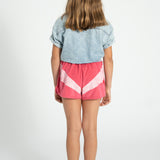 shorts - pink w/ white stripes print