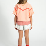 blouse w/ butterfly sleeves - red & ecru checkered