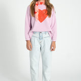 mom fit trousers - washed light blue denim