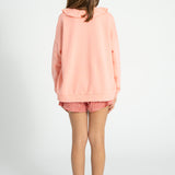 sweatshirt w/ collar - light pink w/ strawberry print