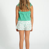 shorts - ecru w/ green flowers allover