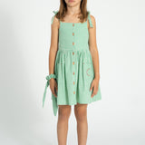 short dress - green & ecru checkered