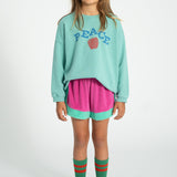 sweatshirt - turquoise w/ "peace" print