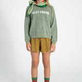 sweatshirt - washed green w/ "best friend" print