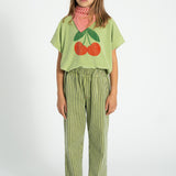 t'shirt - light olive w/ cherry print