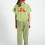 t'shirt - light olive w/ cherry print