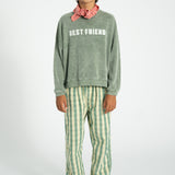 sweatshirt - washed green w/ "best friend" print