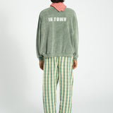 sweatshirt - washed green w/ "best friend" print