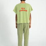 t'shirt - light olive w/ cherry print