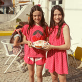 shorts - pink w/ white stripes print