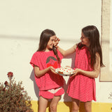 shorts - pink w/ white stripes print