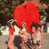 blouse w/ butterfly sleeves - red & ecru checkered